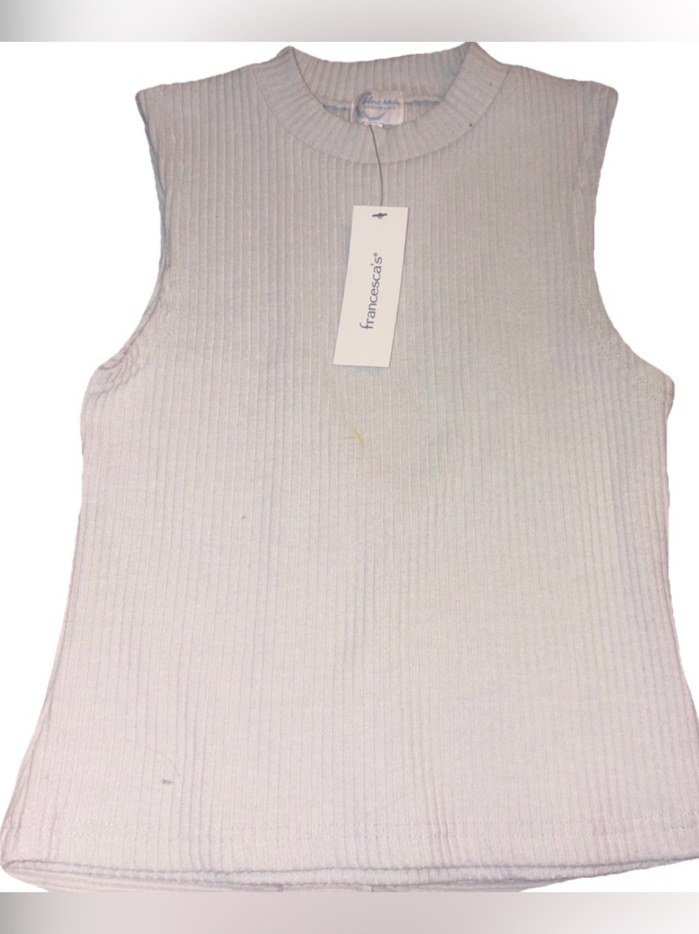 Francesca's Collections Ribbed Sleeveless Tank in Light Cream
